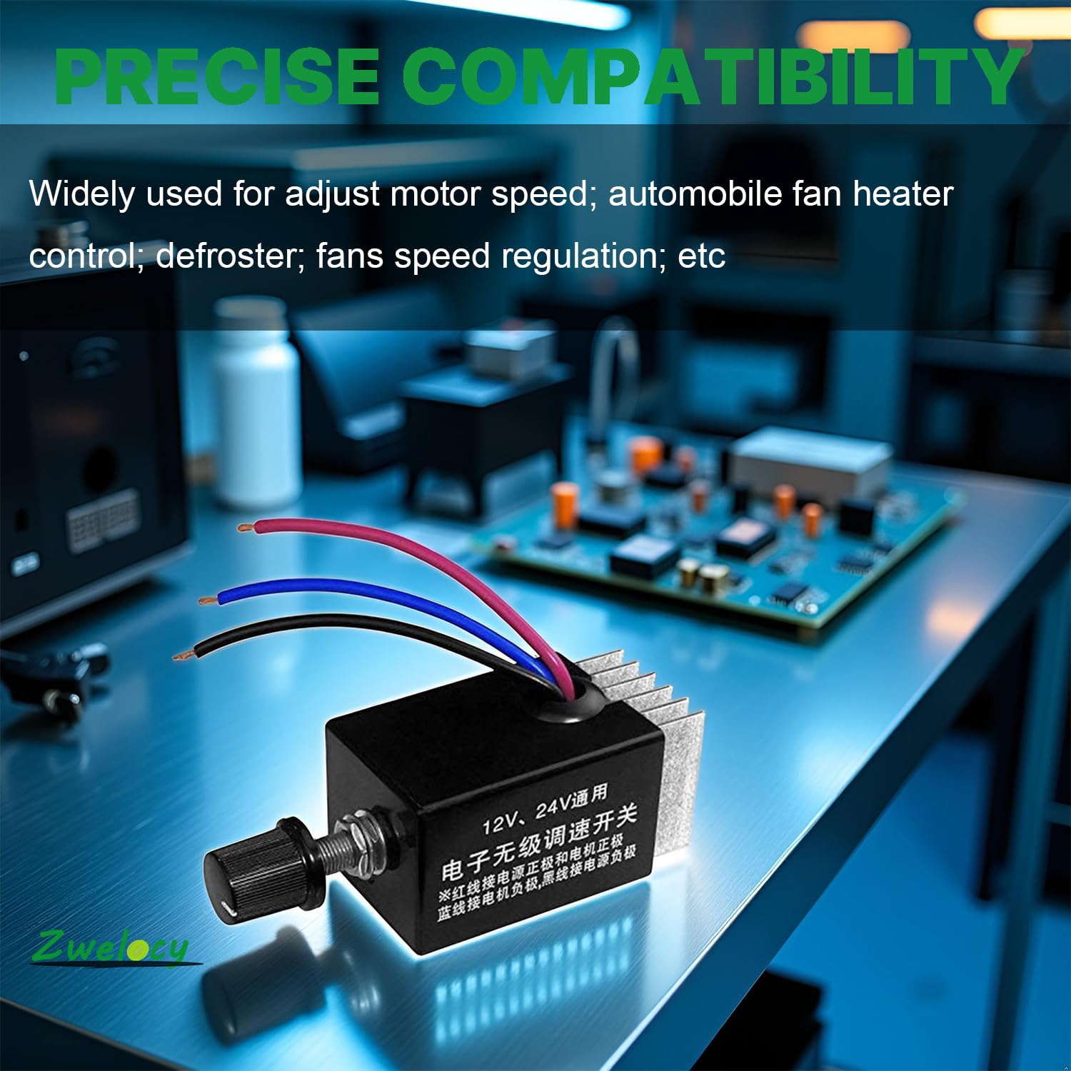 DC Motor Speed Controller 2 PCS Universal DC 12V 24V 10A Electronic Stepless Speed Regulator Switch 12V Fan Speed Controlle for Car Truck Fan Heater Control