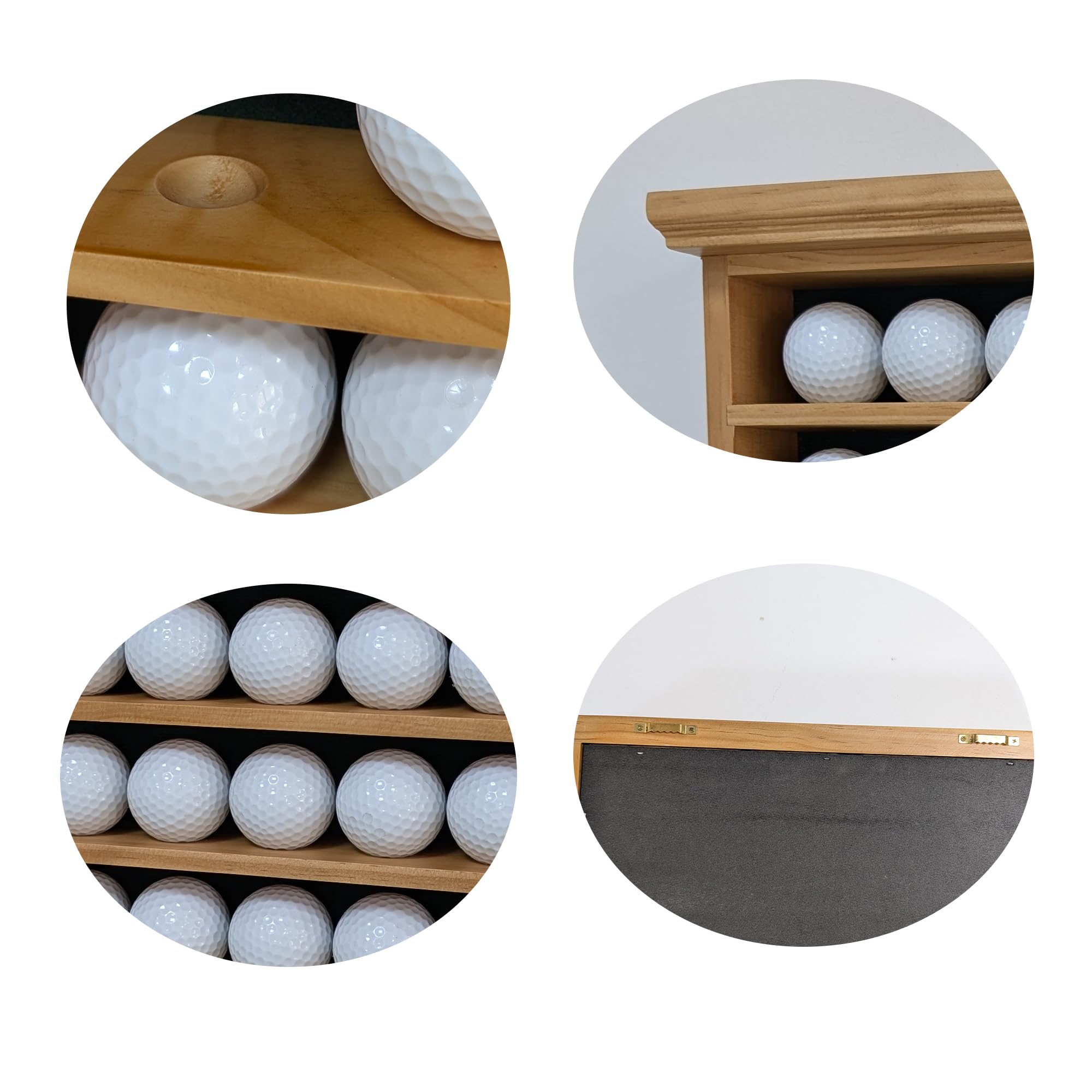 ARRRAWIS - Vitrina de pelotas de golf de alta calidad, agujero montado en la pared en un soporte para pelotas de golf, ideal para entusiastas del golf, espaciosa, segura, artesanía excepcional, color