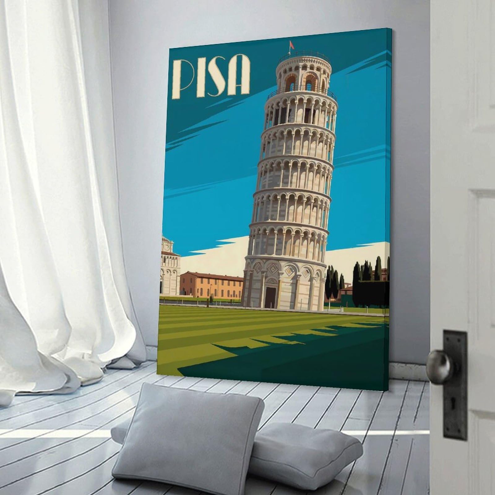 Leaning Tower of Pisa Travel Home Decor Wall Art 20x30inch(50x75cm), for Restful Interiors, Bedrooms Or Small Rooms, A Warm Accent for Relaxed Interiors