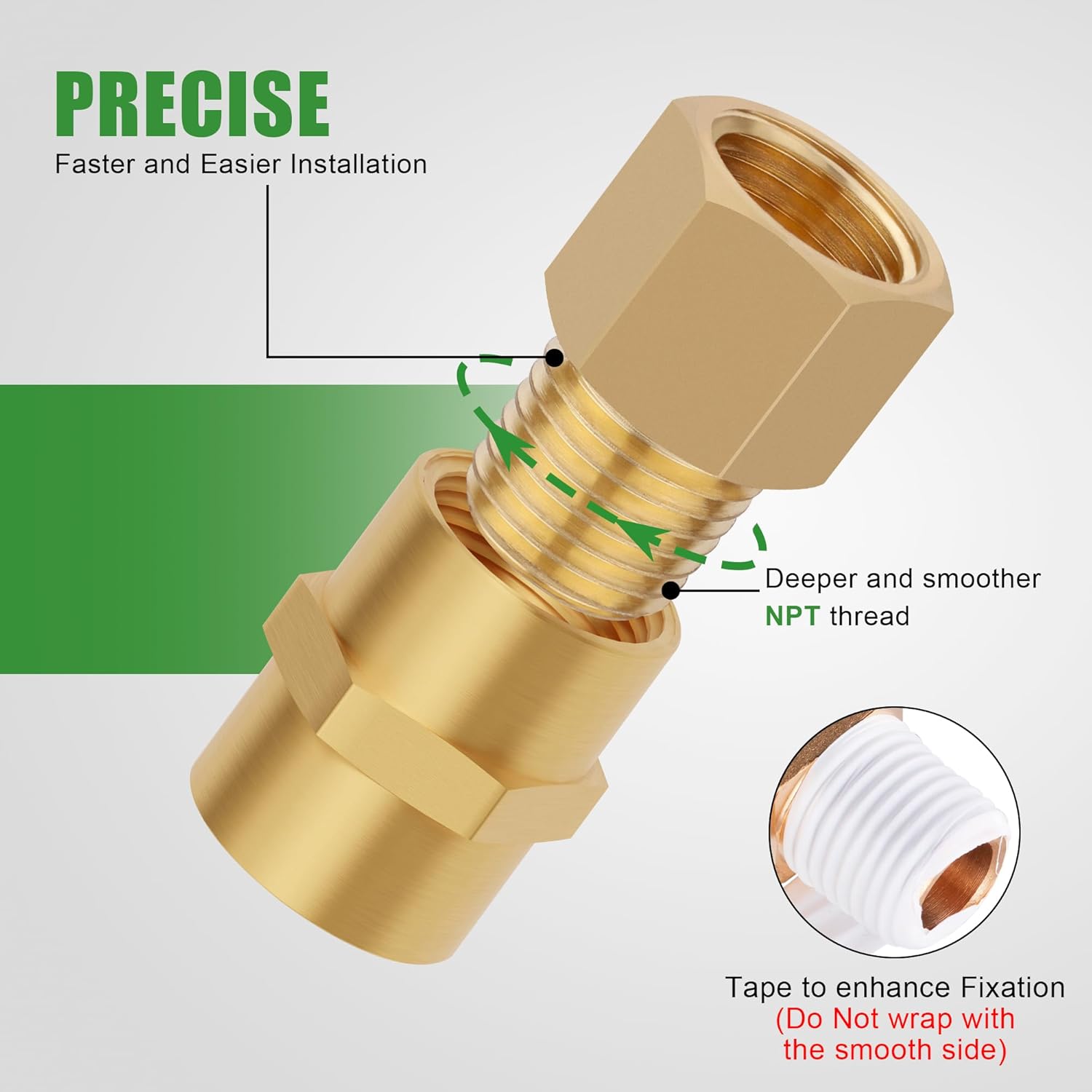 Brass Pipe Fittings,1/4" NPT Thread Male to 1/4" NPT Thread Female Adapter Extension Fittings Brass fitting,(Pack of 5)