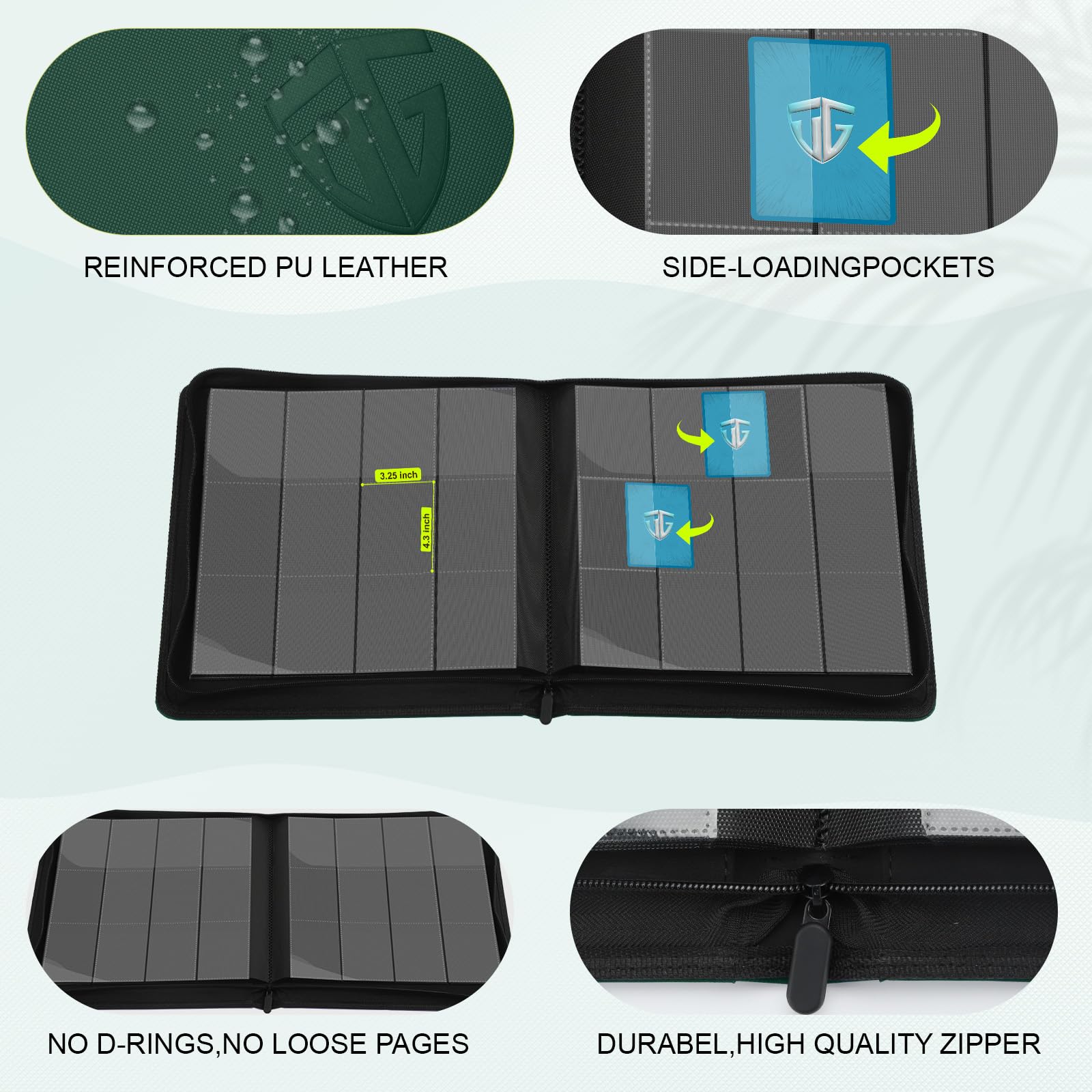 TCGUARD Carpeta de tarjetas coleccionables (verde oscuro 12)