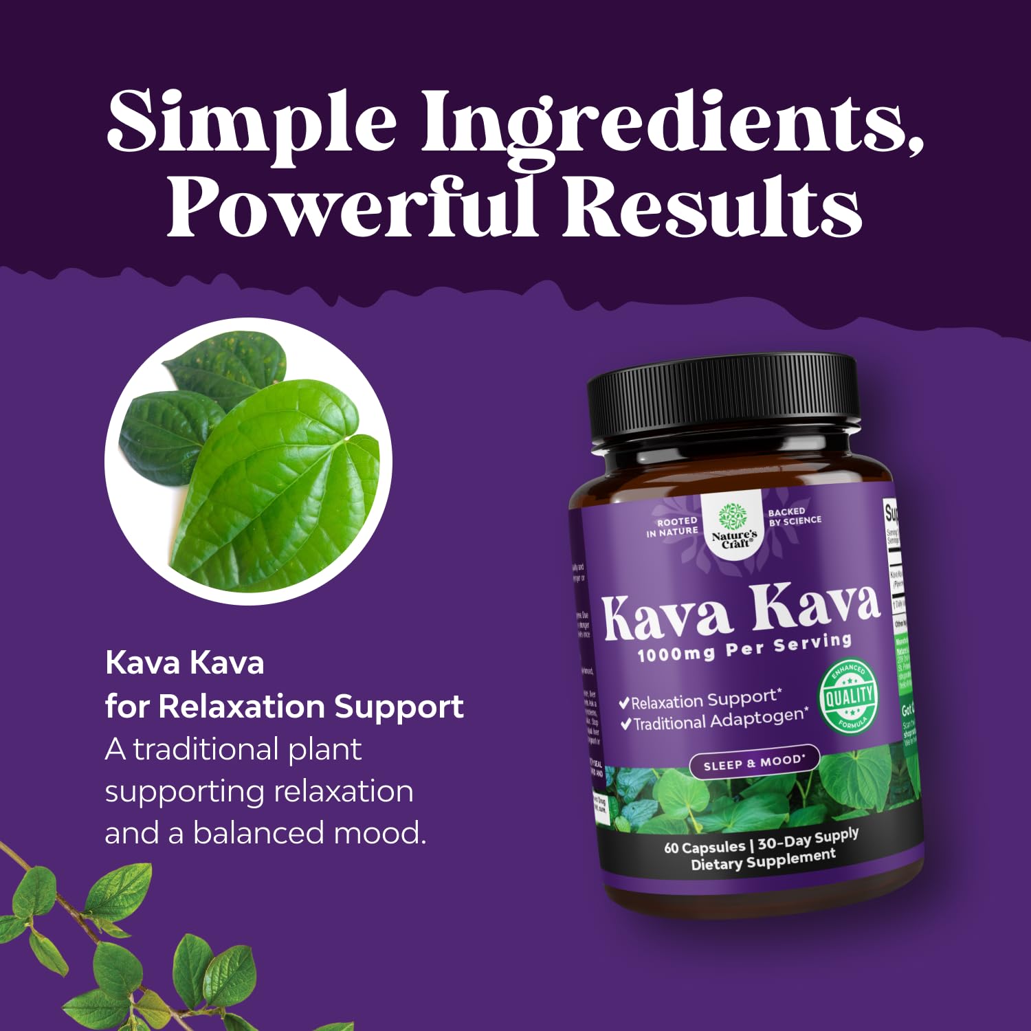 Kava Kava Capsules - Stress & Mood Support Supplement -Gelatin Free - 60 Ct — Amazon image 5