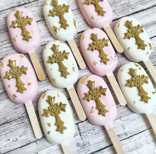 Miniatura 3 de JeVenis 3 piezas de decoración de pasteles de bautismo, molde de cruz para bautismo, decoración de pasteles para bautismo, suministros de fiesta