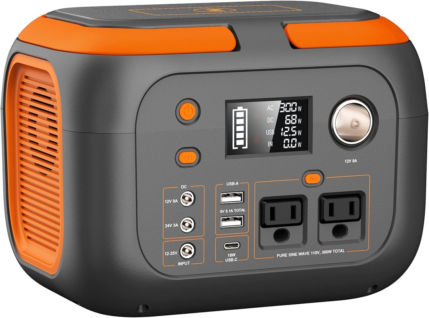 300W Portable Power Station, Outdoor Solar Generator with Fast Wireless Charger, 260Wh Rechargeable Backup Lithium Battery, with AC Outlet for Outdoor Camping, Home Emergency, RV Travel