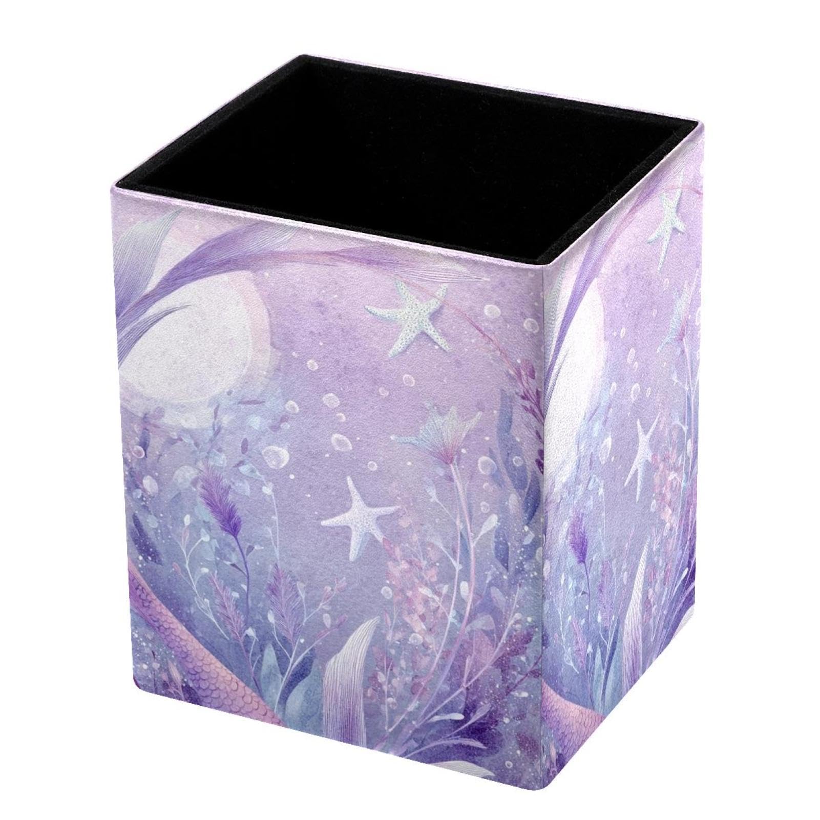 VAPOKF Pencil Holders for Desk, Mermaid Tail Printed Pen Holders Pen Pot Makeup Brushes Storage Desktop Stationery Supplies Organiser for Home Office