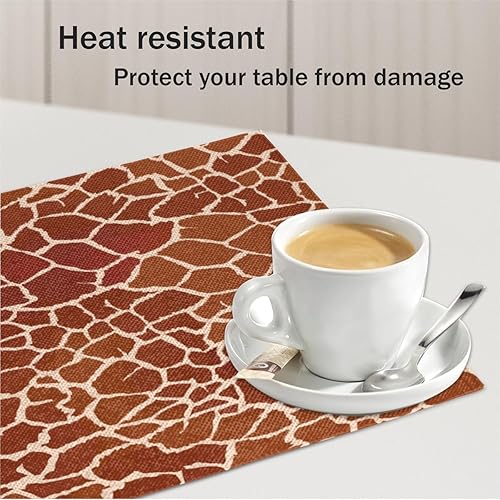 Miniatura 5 de Juego de 4 manteles individuales con diseño de piel animal, lavables, impermeables, para fiestas, hogar, comedor, decoración de mesa de 18 x 12