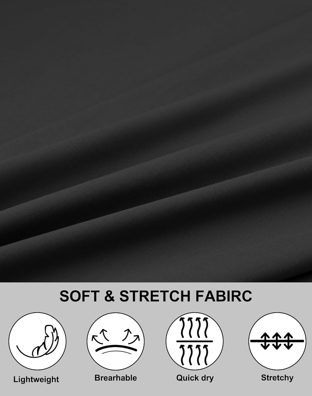 Mens 5.5 Inch Casual Shorts Pull on Drawstring Short Inseam Dress Golf Stretch Zip Pockets Summer Waterproof - Image 4