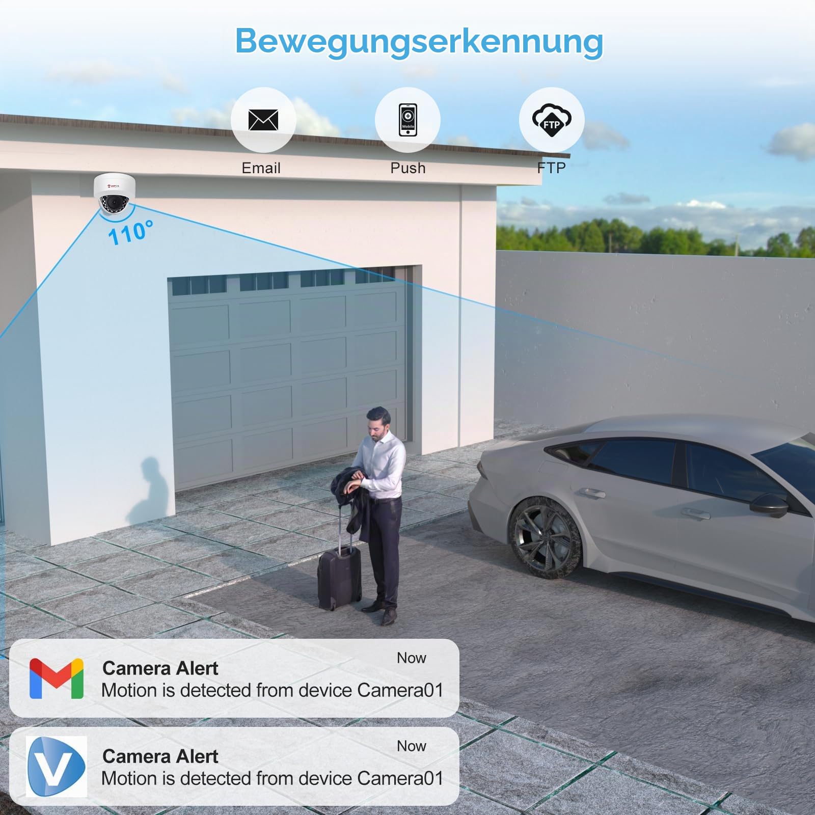 Anpviz 4MP PoE IP Kamera Outdoor, Dome Überwachungskamera Aussen | 30M IR Nachtsicht, Bewegungserkennung, Fernzugriff Außen, mit Audio Aufnahme, Kein Netzteil, Kein Schnappschuss(U Series)