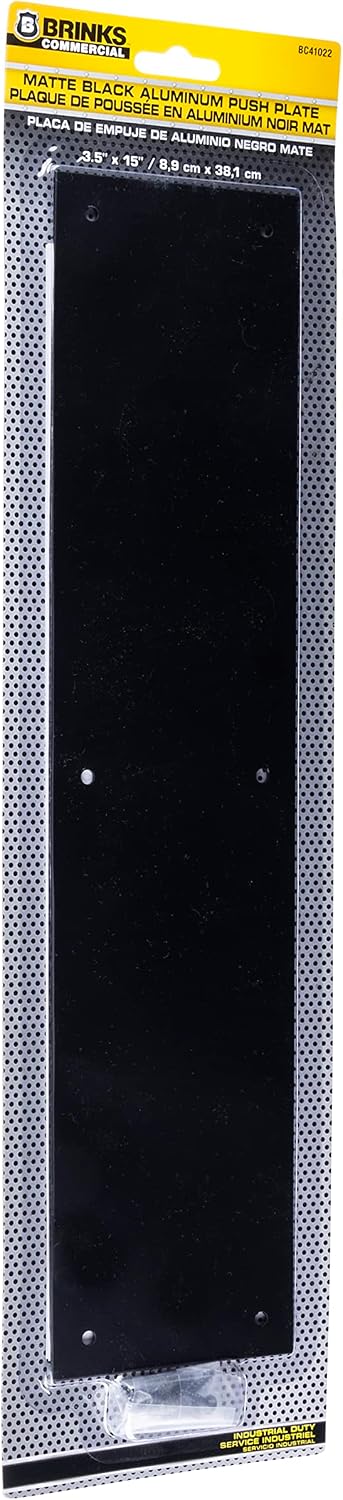 BRINKS Commercial - Commercial 15" Push Door Plate, Matte Black Finish - Rust and Corrosion Resistant Door Plate