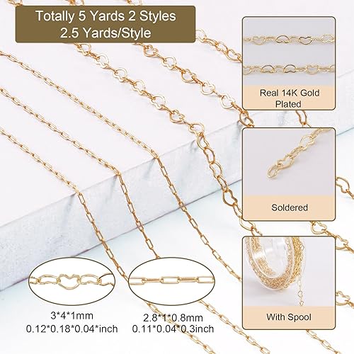 Miniatura 9 de Pandahall - Cadenas doradas de acero inoxidable de 16.4 pies, cadenas de eslabones cubanos sin soldar, chapado en iones, cadenas gruesas de hip-hop