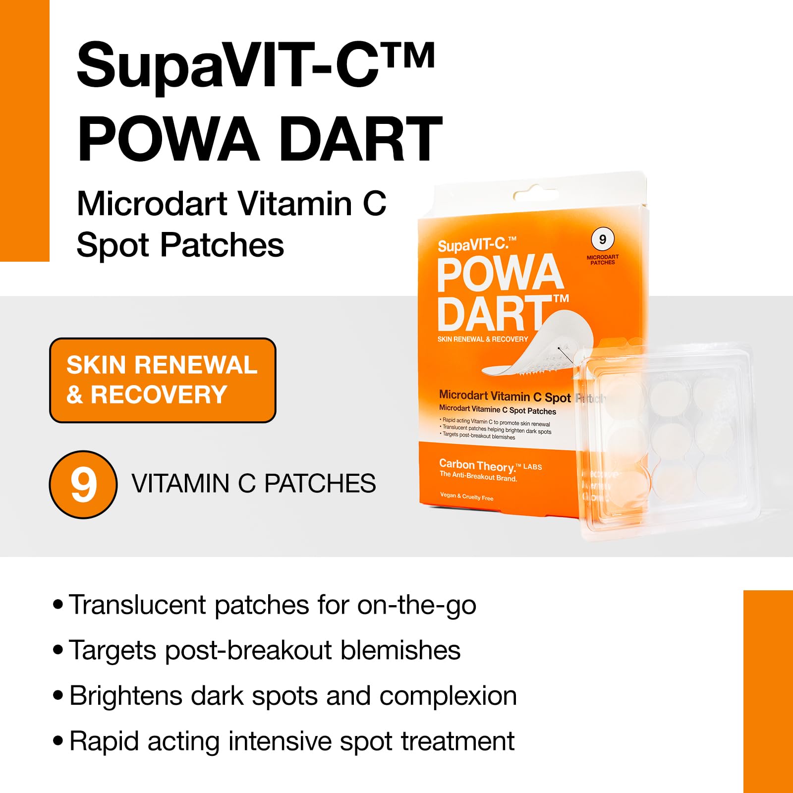 Carbon Theory Hydrocolloid Spot Patches with Vitamin C Dart for Whiteheads and Blemishes 9 Patches, Vegan and Cruelty-Free - Image 2