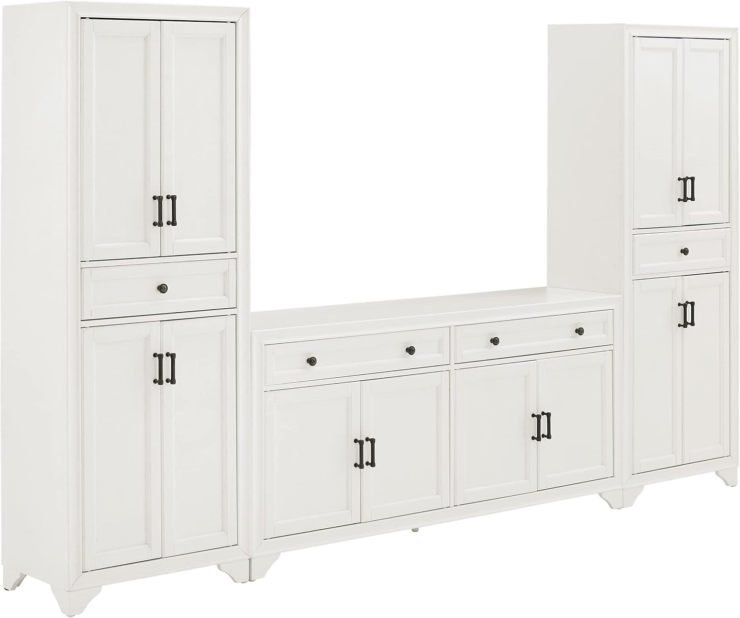 Distressed White 67" Entertainment Set with Cabinets