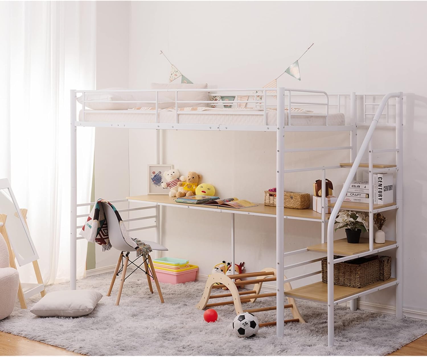 ロフトベッド階段付き パイプベッド シングル コンセント付き 収納 子供ベッド ロフトベッド 階段付き コンセント付き パイプベッド 収納 シングル