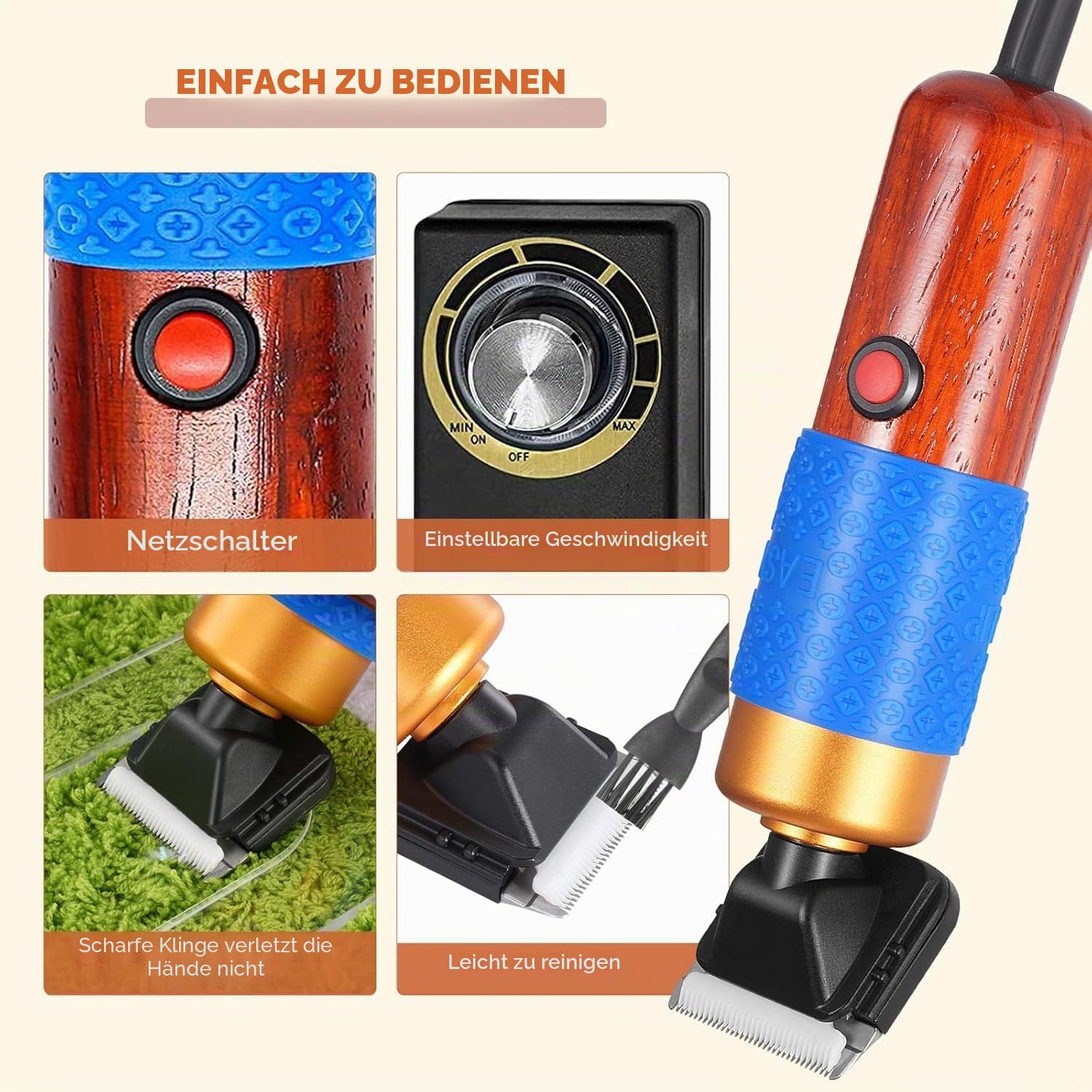 Elektrischer Teppichschneider, 200 W, einstellbare Geschwindigkeit, für Teppiche, Tufting und Tierpflege