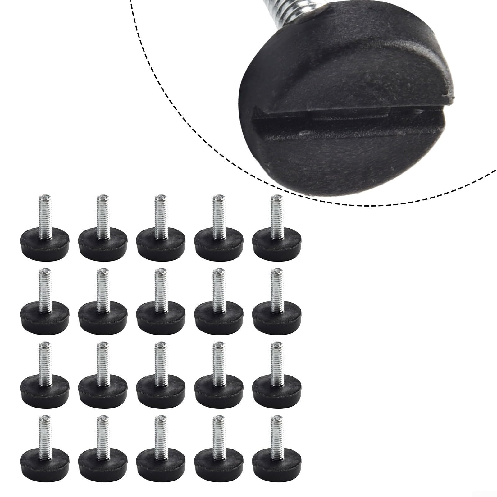 Zoegneer 20Pcs livellamento piede vite su piedi regolabili piedi piedi regolabili tavolo e sedia piedi metallo e plastica M6