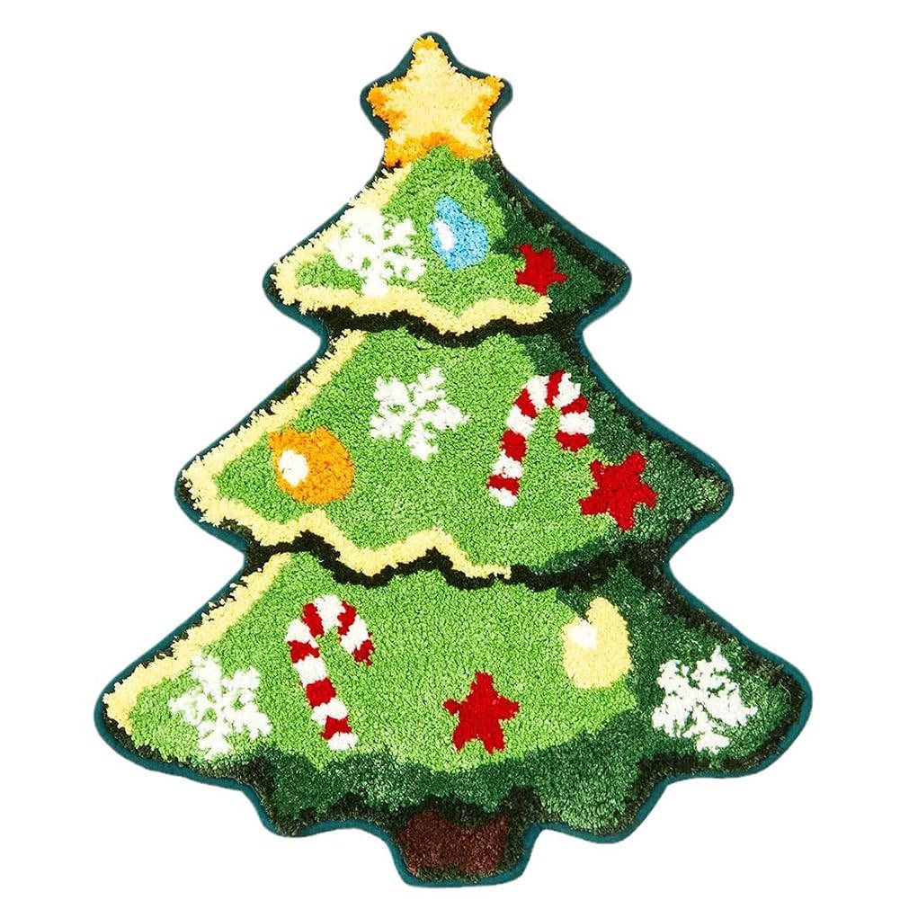Vjsujehgy Nordic Christmas Tree Imitation Cashmere Floor Mat Bathroom Absorbent Foot Mat Hotel Decoration Bedside Blanket