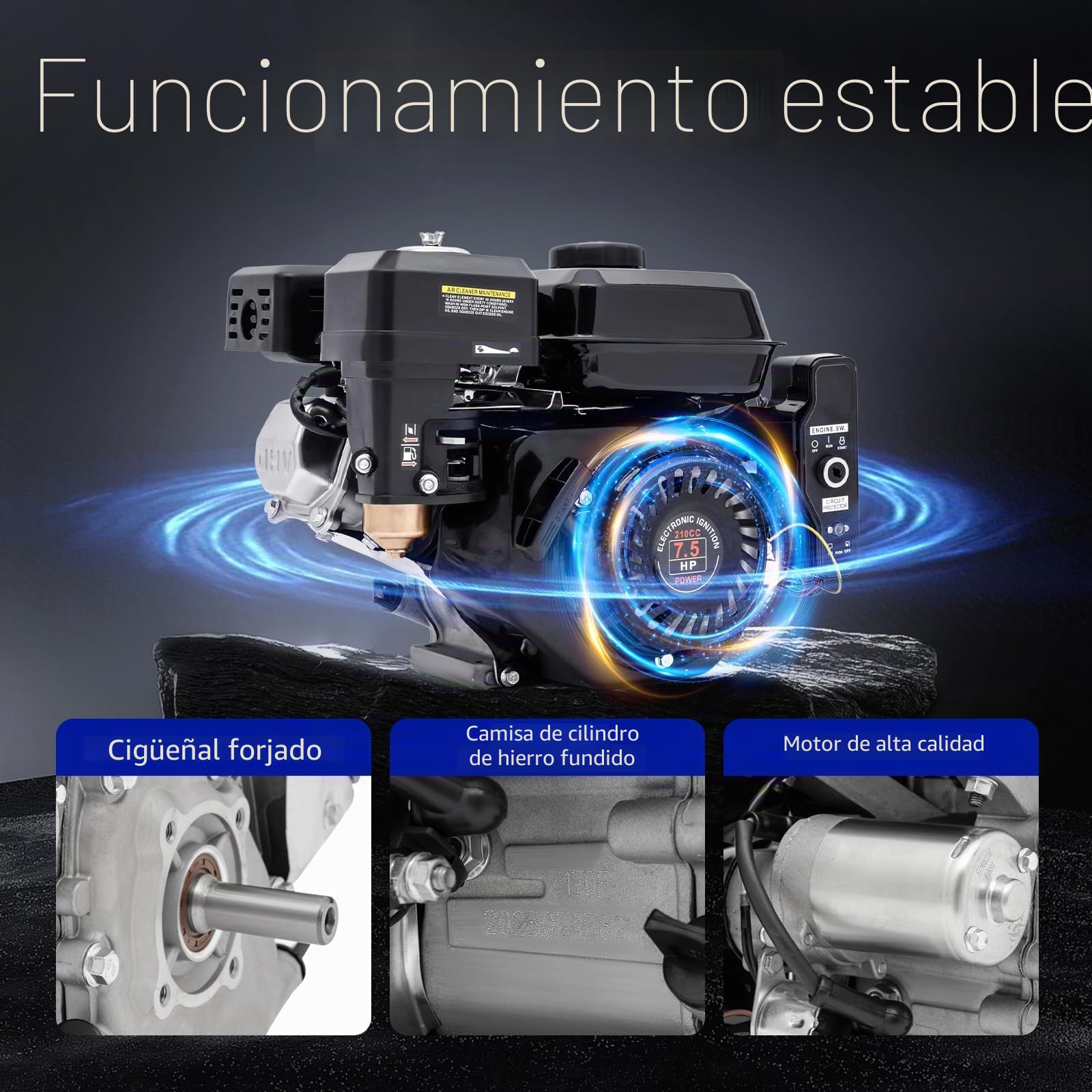 Motor de gasolina de 4 tiempos, 7,5 CV, motor de arranque electrónico, motor de accionamiento eléctrico, motor de gas, motor de repuesto para limpiadora de alta presión Go Kart, 3600 RPM