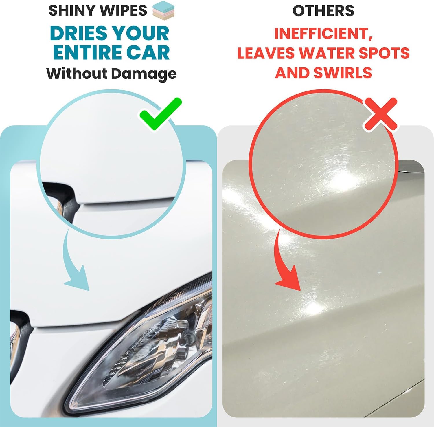 Shiny Wipes XL Car Drying Towel, The Original, Ultra Absorbent Twisted-Loop Design, Streak-Free Towel Cloth for The Car, No Streaks or Water Spots (1 Towel)