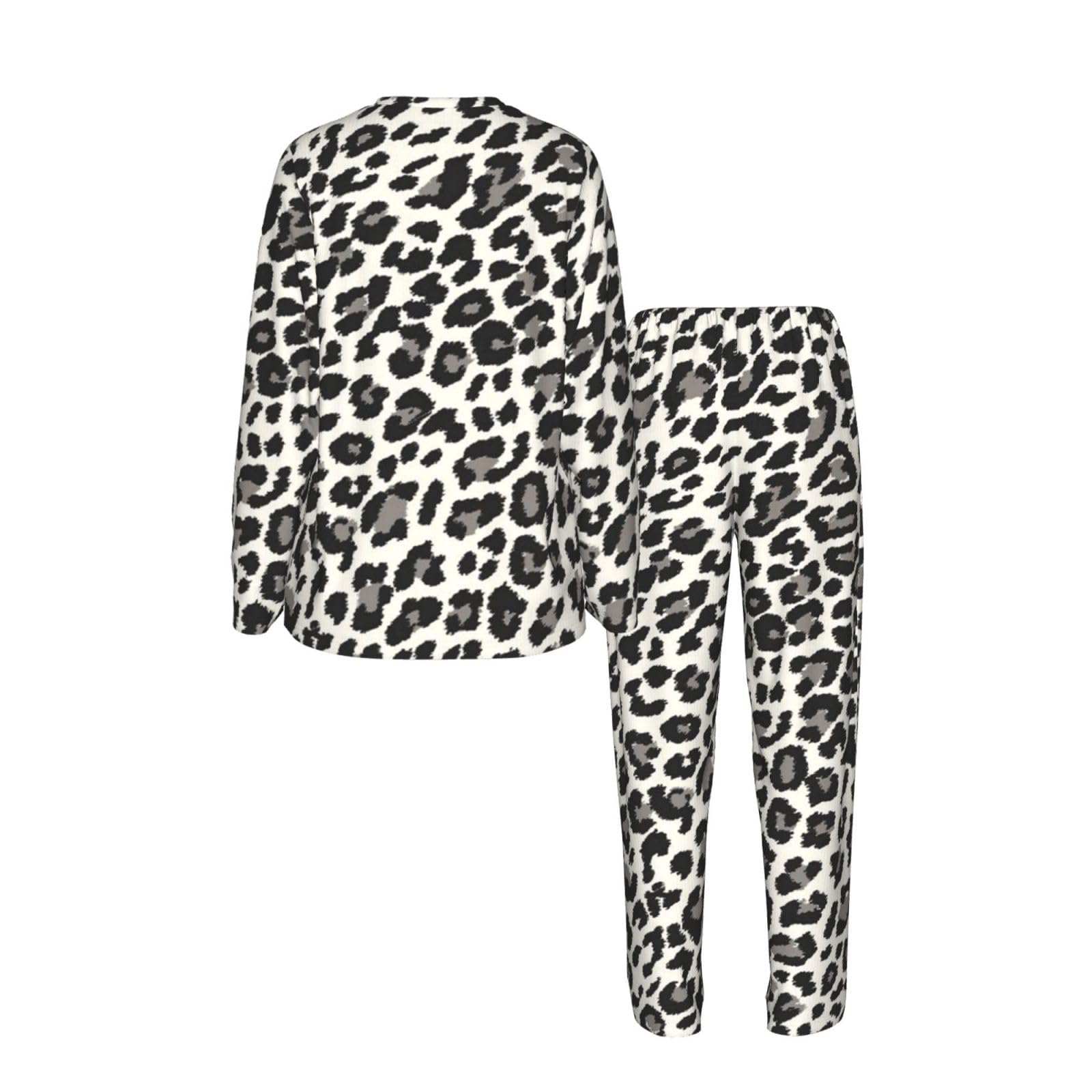Pigiama da donna con stampa leopardata a maniche lunghe abbinato morbido elastico coulisse casual Daywear