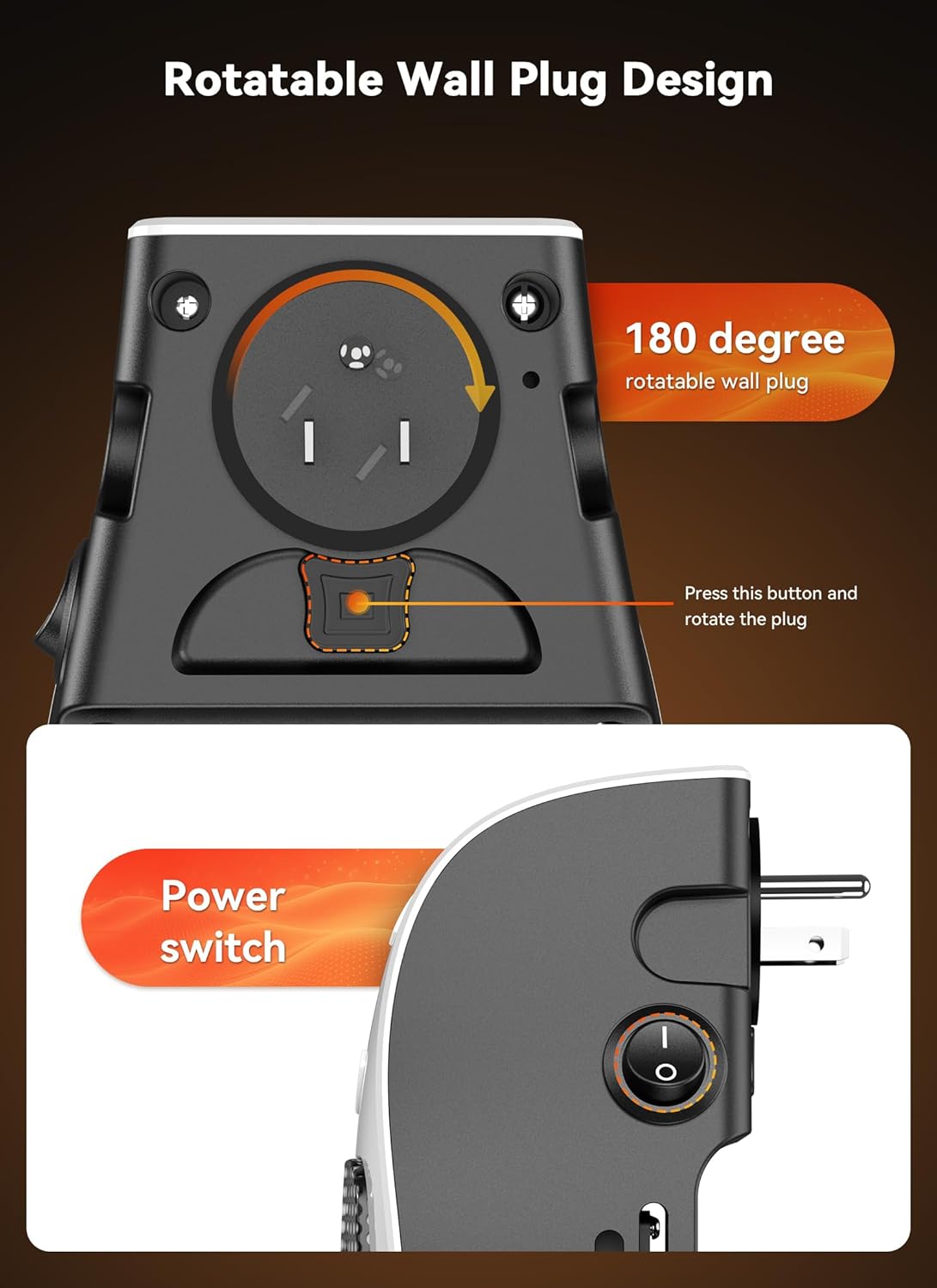 GiveBest Programmable Space Heater with LED Display, Remote Wall Outlet Electric Heater with Thermostat and Timer for Home Office Bathroom Indoor Use, Small Plug in 450 Watt Heater, ETL Listed