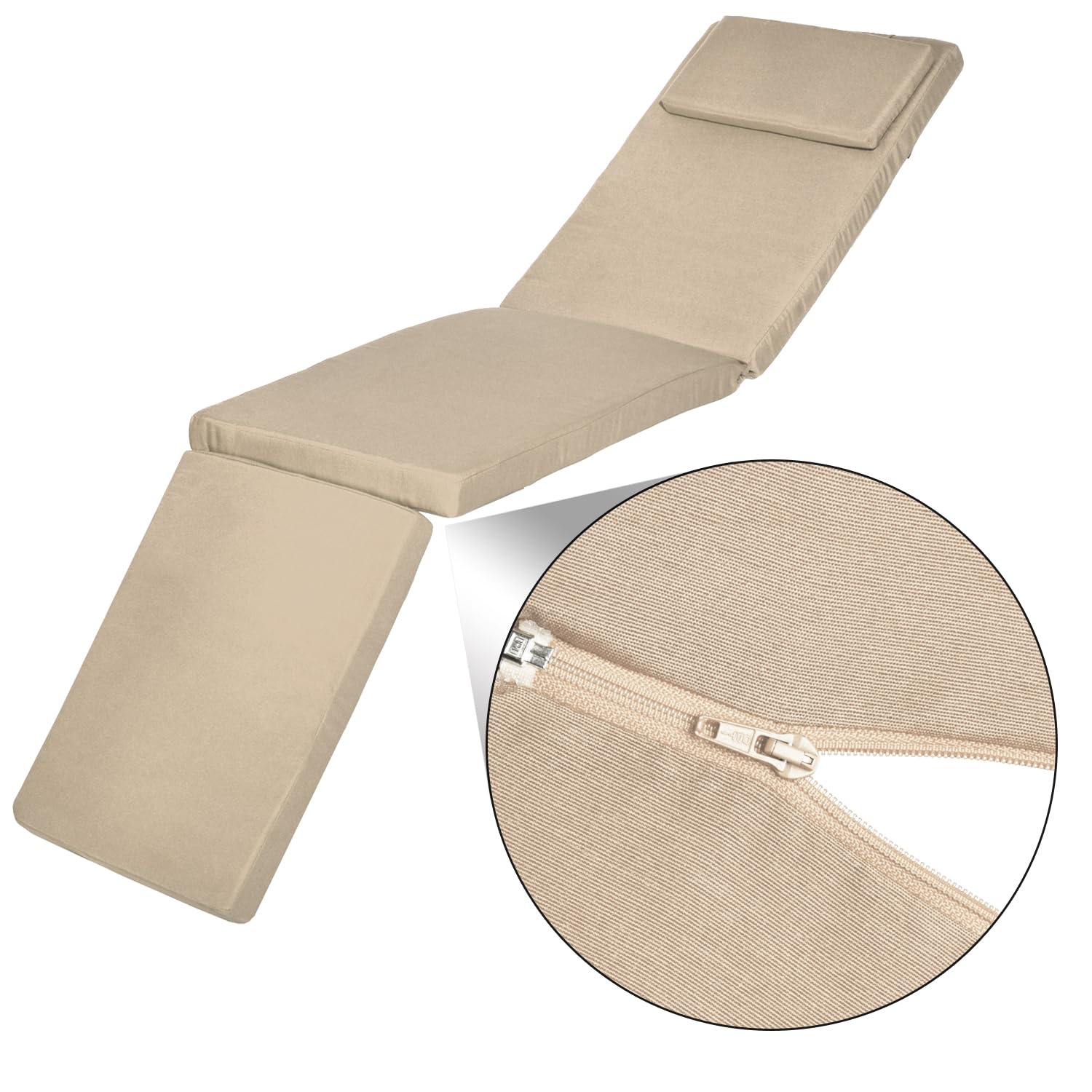Beautissu 2X Cojin Colchoneta Tumbona Exterior 175x45x5 cm LoftLux DC – Colchoneta para Tumbona Desenfundable y Cómoda para Hamaca Jardín y Playa – Natural