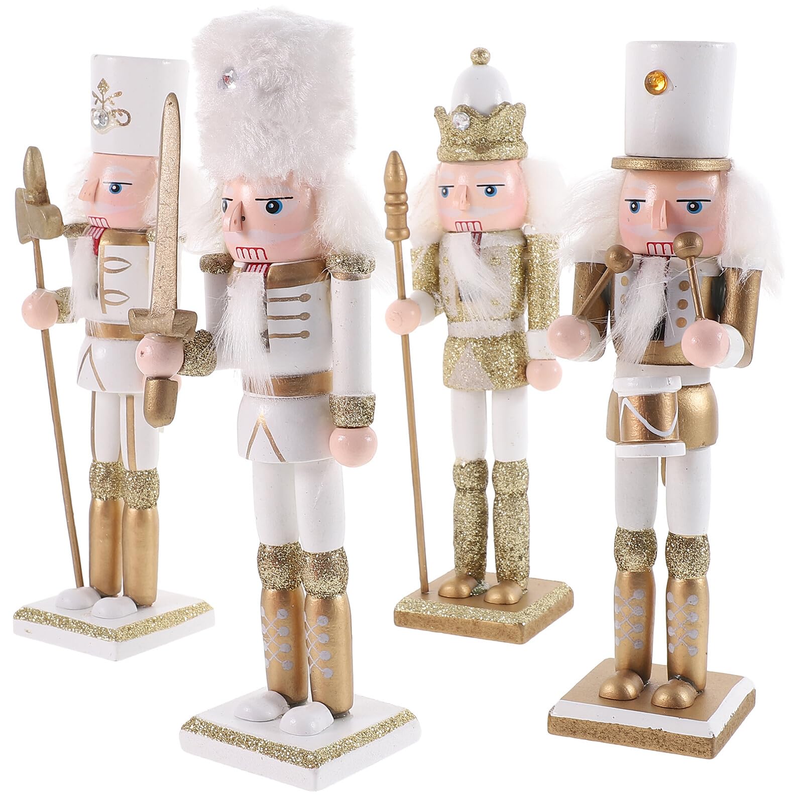 Décorations de Noël Casse-Noisette : 4 pièces soldats en bois pour ornements de fêtes intérieur