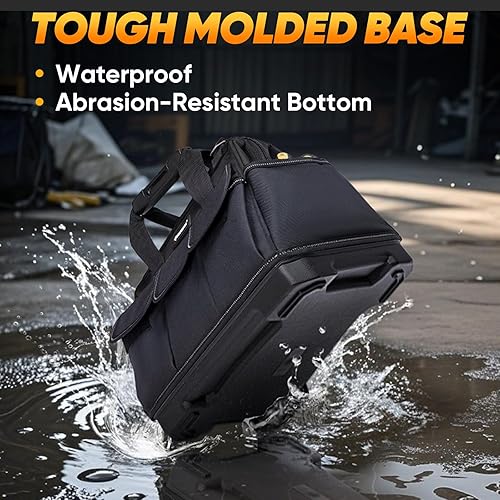 Miniatura 3 de TICONN Bolsa de herramientas con múltiples bolsillos de boca ancha para herramientas con correas reflectantes de seguridad, correa de hombro