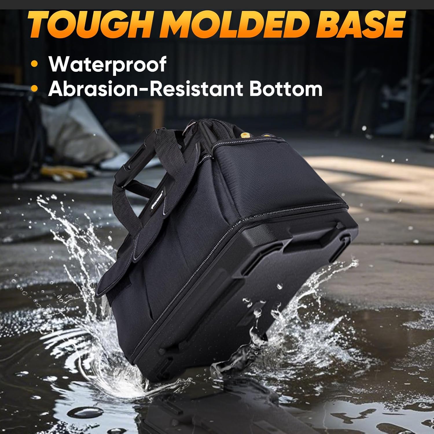 TICONN Gel Knee Pads for Work + Heavy Duty Tool Bag with Multi-Pockets (16" Molded Base)