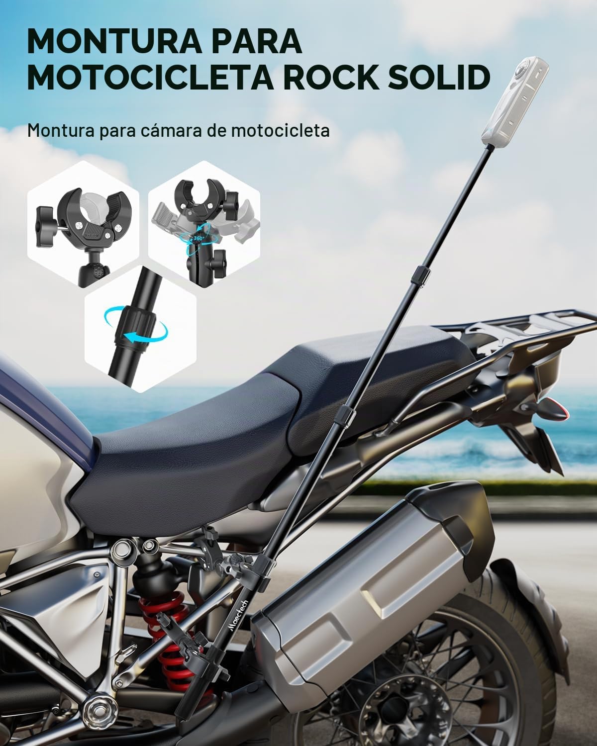 Soporte Cámara Moto Accesorio para Insta360 X5/X4 para GoPro | Kit motocicleta, soporte manillar cam para Osmo Action, base bicicleta para Insta360 X5 para estudio y grabaciones exteriores