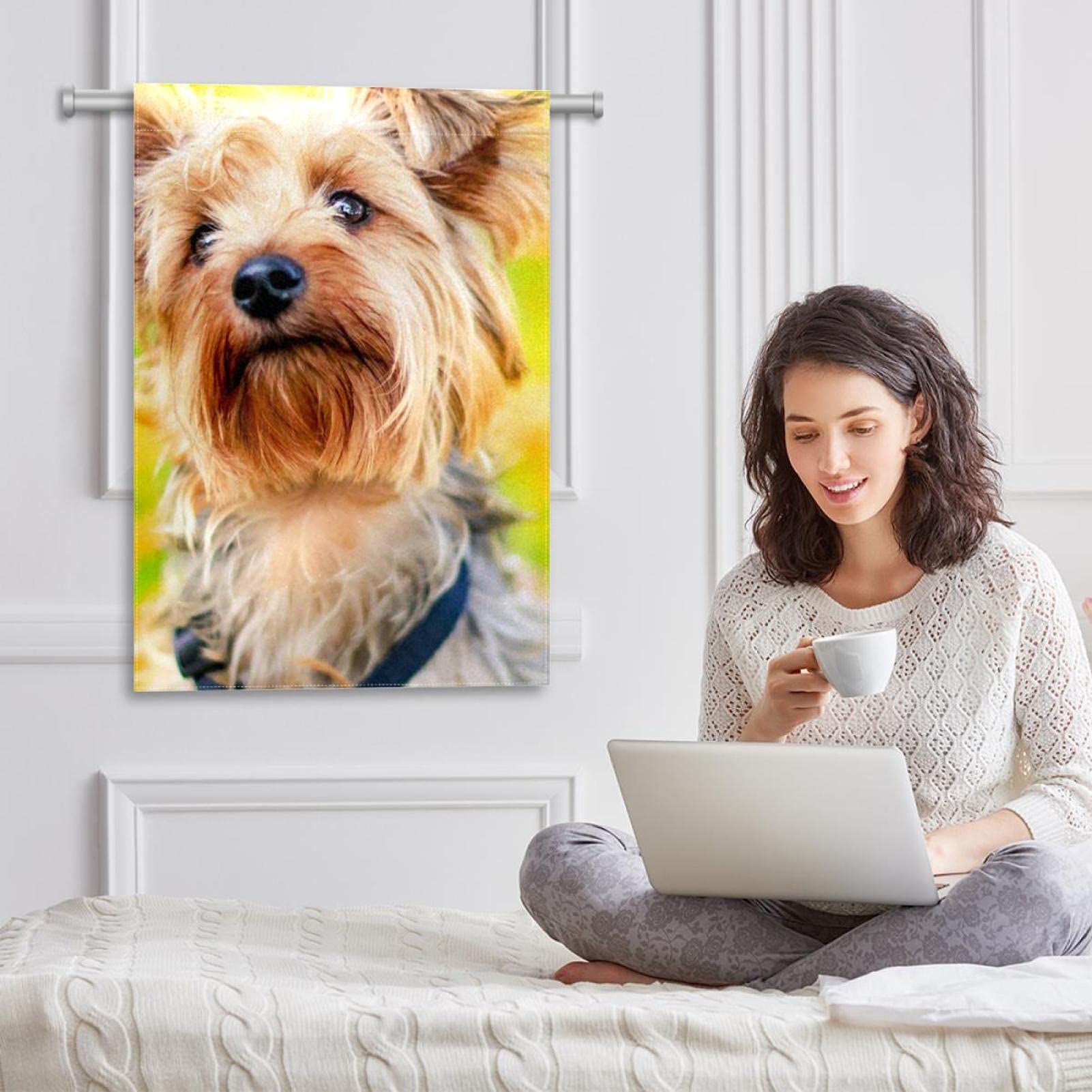 BlissYard Herbst Gartenflagge 30,5x45,7 Cm – Yorkshire Terrier Mit Ahornblättern, Doppelseitig, Für Veranda & Rasen