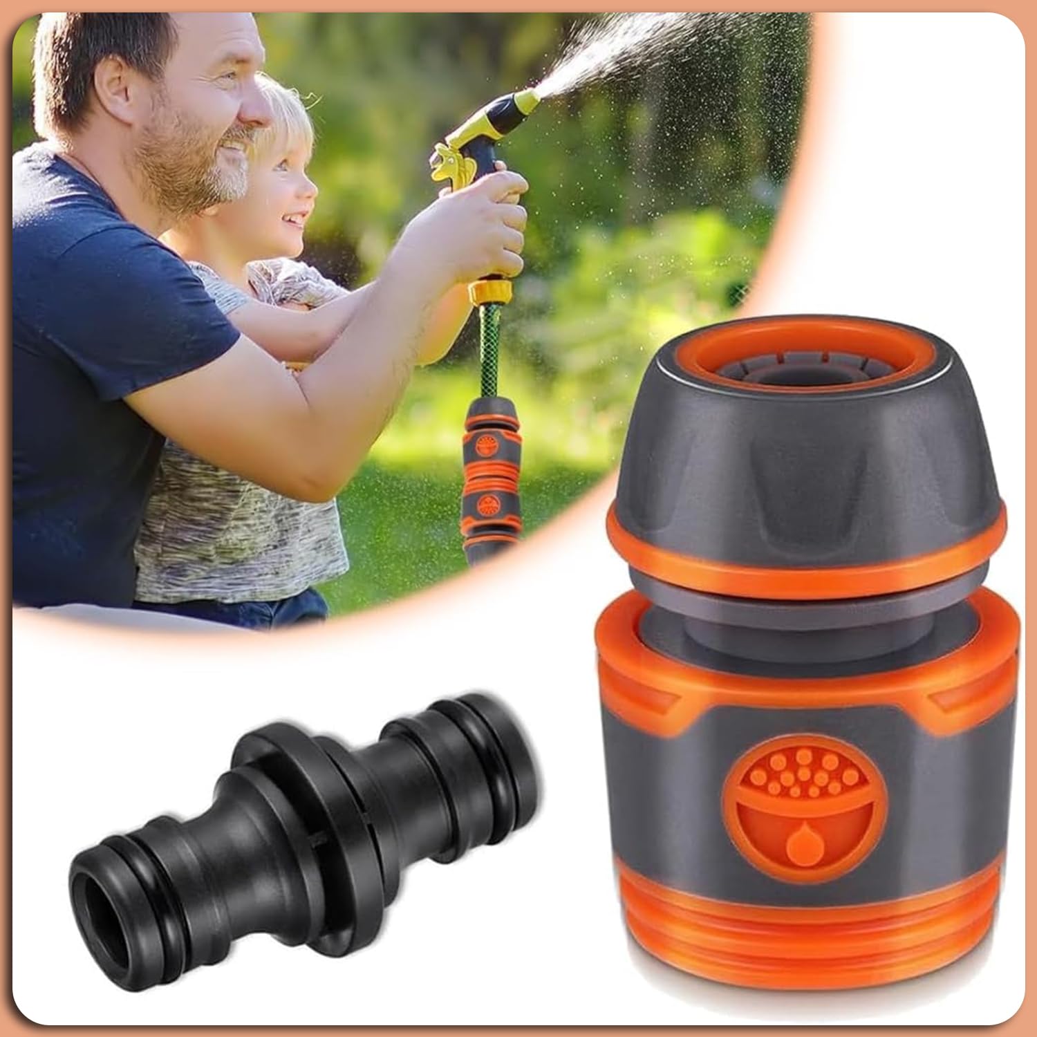 YUNYU Kit 6 Raccorderia Rapida Per Tubo Da Giardino 13mm (1/2″) – Connettori In ABS/TPR Antigoccia Con Adattatori Rubinetto – Sistemi Irrigazione