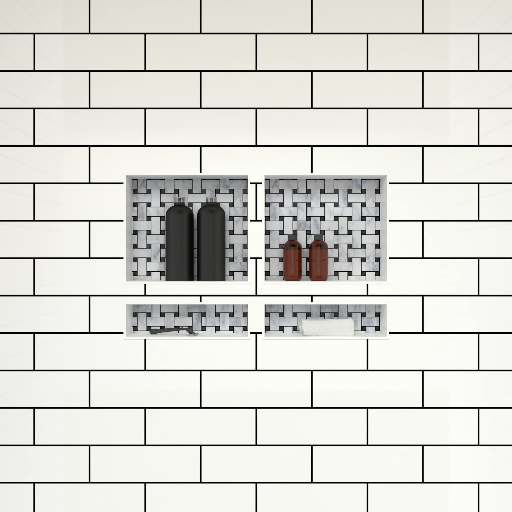Tile Redi USA RNQH1620D-20D Mensola Doccia Quadrupla Con Ripiani - ABS, 40.6x50.8cm - 5