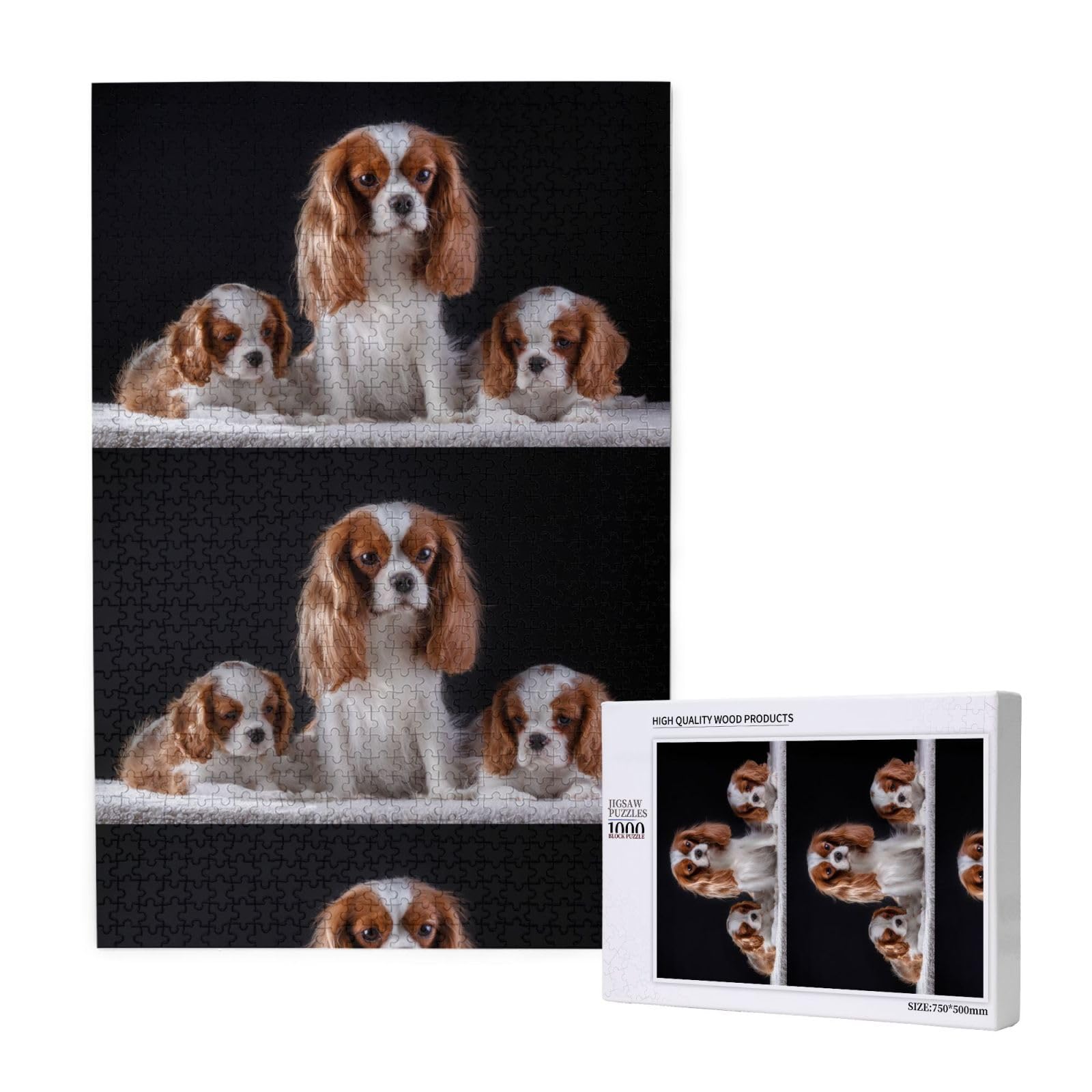 Cavalier King Charles Spaniel, mamma con cuccioli, puzzle da 1000 pezzi per adulti, puzzle impegnativi, puzzle a incastro