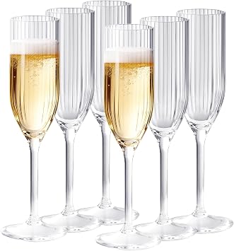 Lueumxc 24 pack Acrylic Champagne Flutes, 5 Oz Unbreakable Goblet Glasses Reusable Champagne Toasting Cups - Modern & Ideal for Home Daily Life Wedding Toasting Drinking, Party Supplies