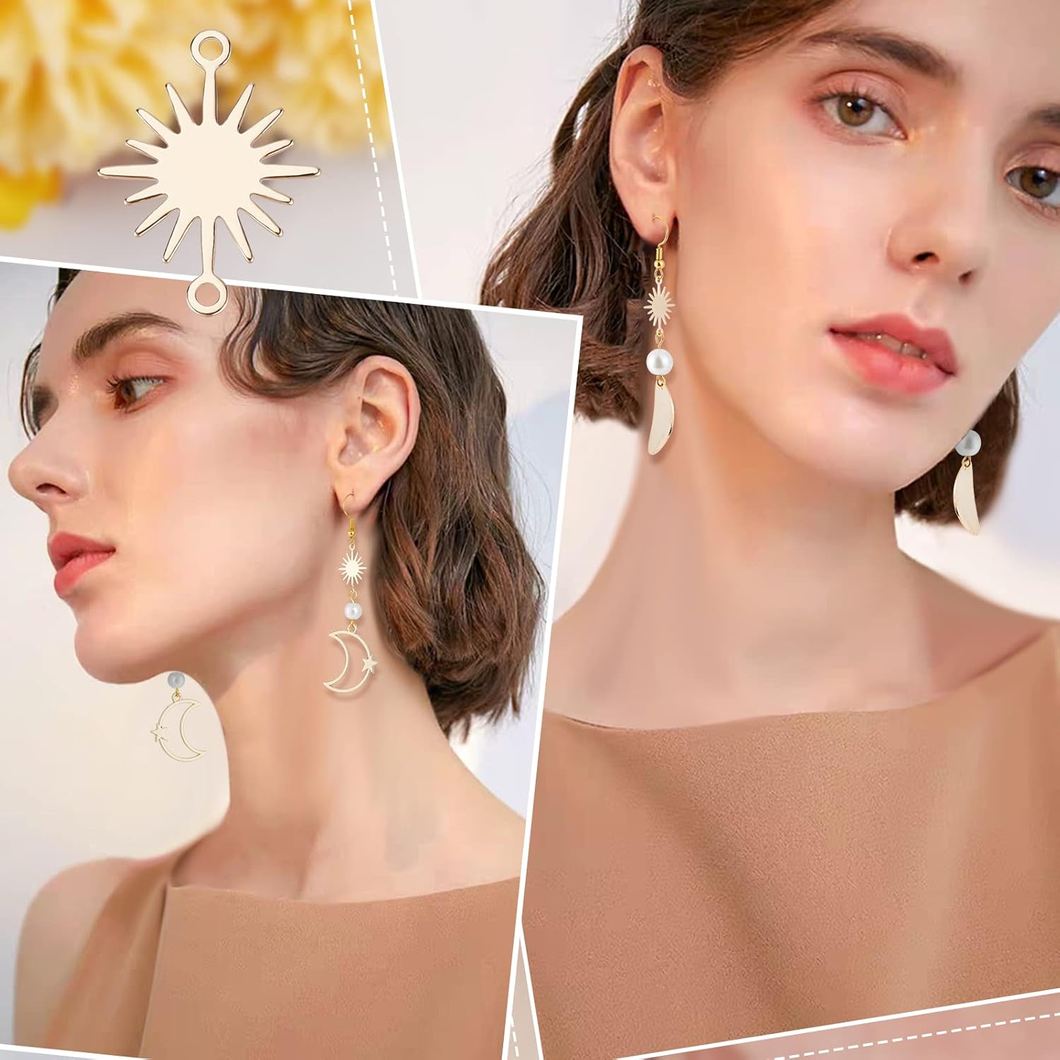 Beebeecraft 1 Box 40Pcs Sun Charms 14K Gold Plated Brass Sun Connector Links Embellishments Pendant for DIY Crafts Bracelets Necklaces Earring Making - Image 5