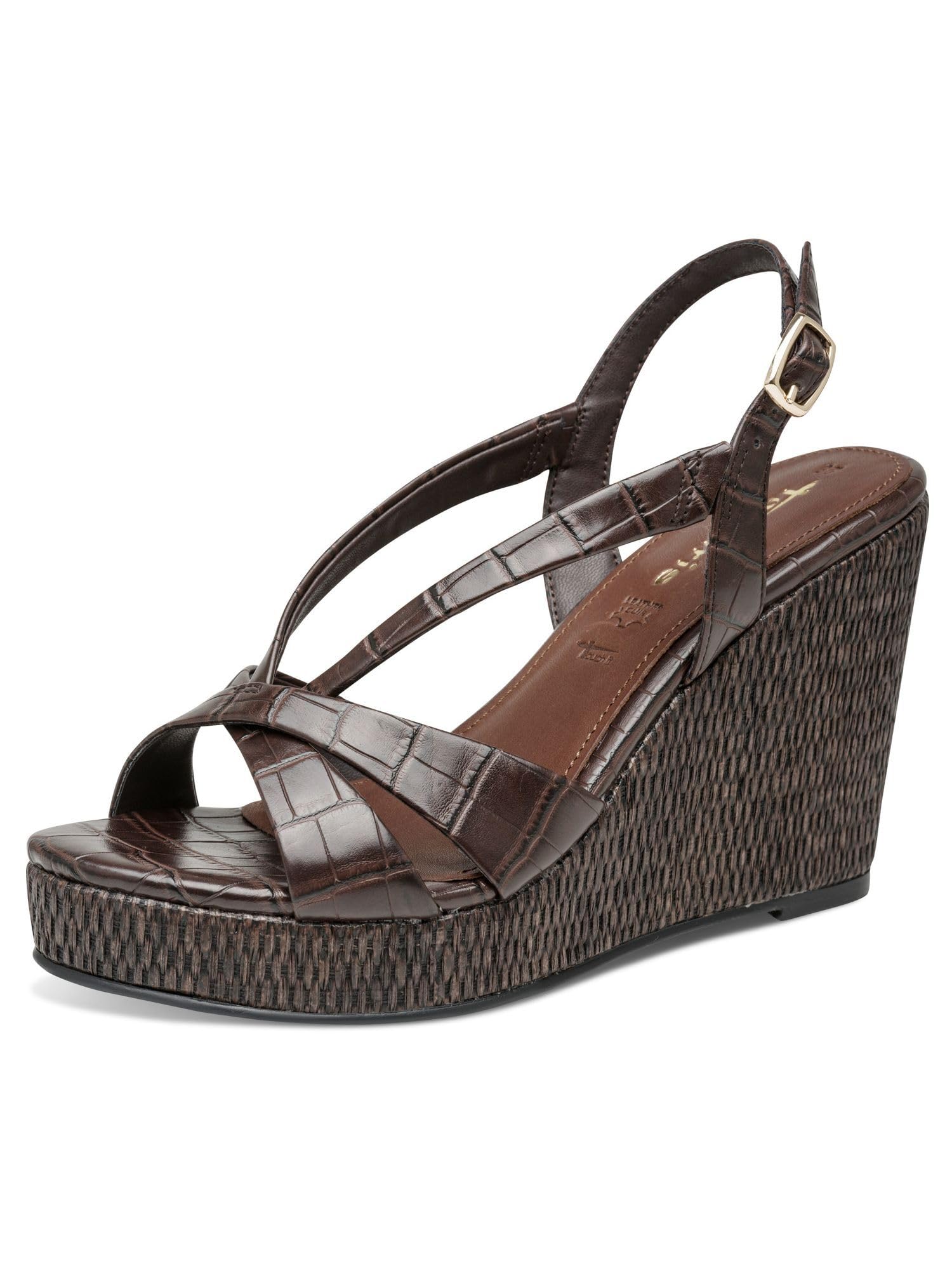 Tamaris Women’s sandal with wedge heel brown 6.5 UK