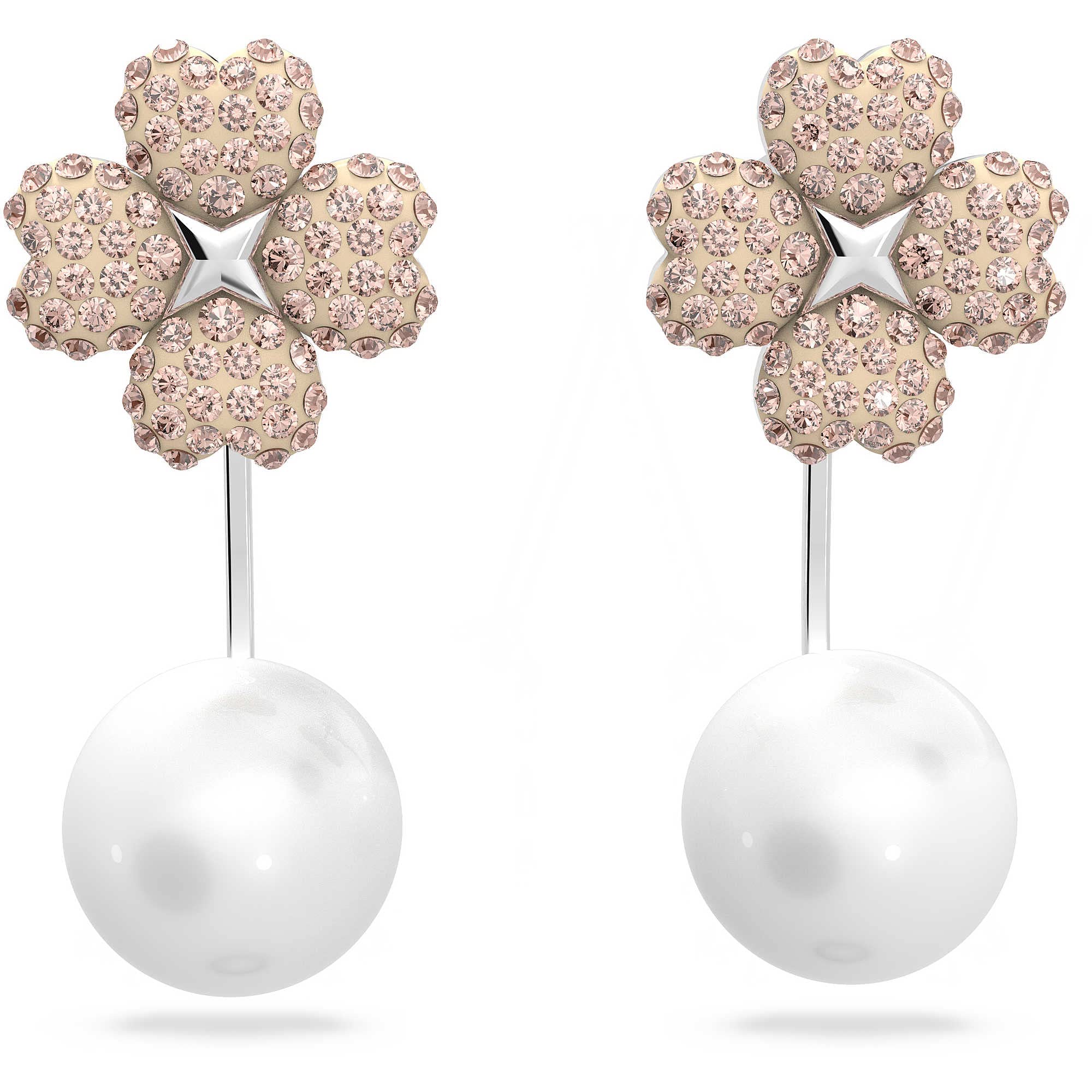 Swarovski Latisha Earring Jackets  Flower  Pink  Rhodium Plated