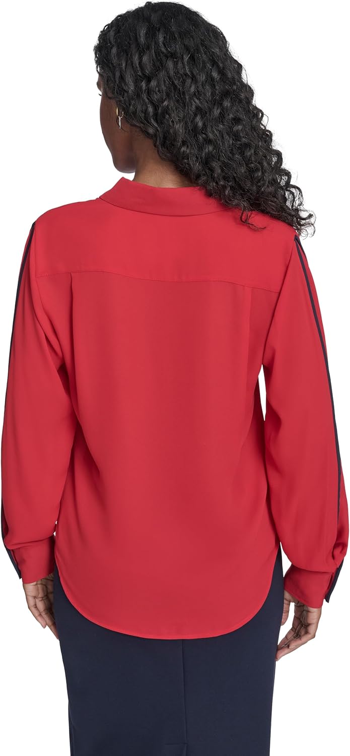Tommy Hilfiger Womens Long Sleeve Button Up Collared Work Blouse - Image 4