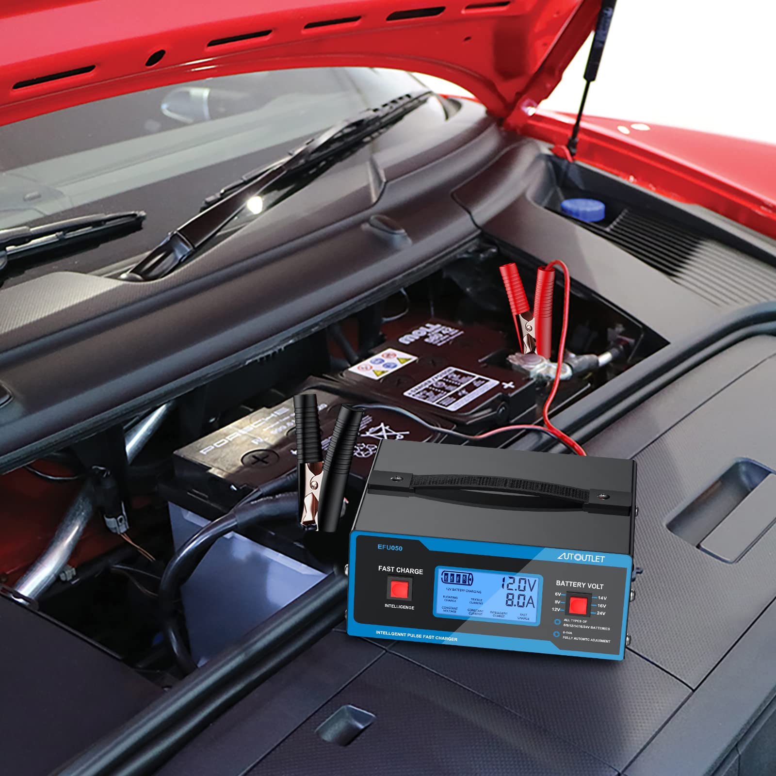 AUTOUTLET 8 Volt Battery Charger Automotive Battery Charger and Maintainer 010A with Upgraded