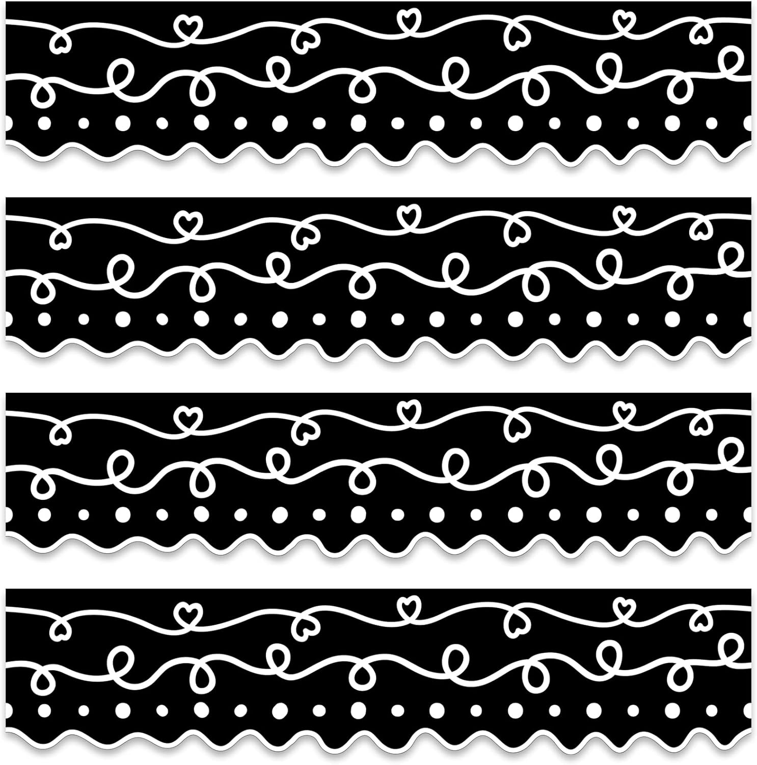 60 Pieces Bulletin Board Borders Squiggles and Dots Die Cut