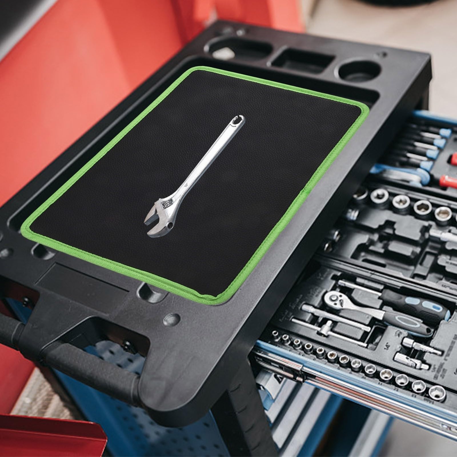 Set di 3 vassoi magnetici per riparazione auto e officina, colore verde e nero, adatto per meccanici e appassionati di fai da te (3 pezzi)
