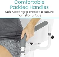 Vista 9 de Vive Barandilla de seguridad para inodoro - Barra de agarre ajustable - Marco de soporte compacto con pasamanos para asiento de inodoro de baño