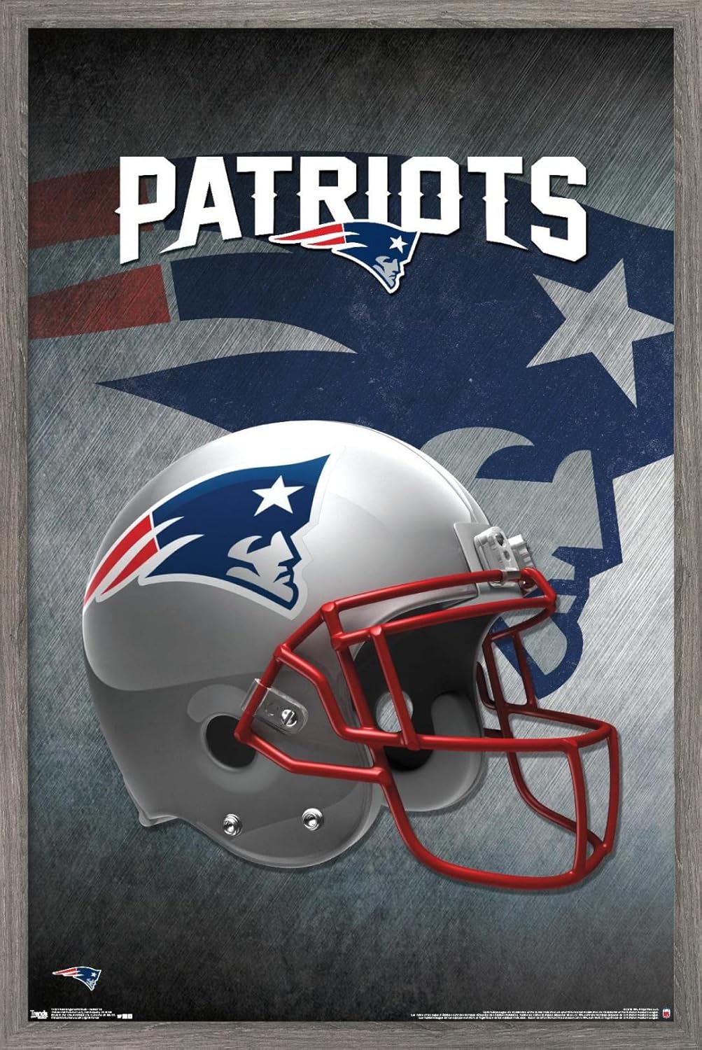 Trends International NFL New England Patriots - Helmet 16 Wall Poster, 22.375" x 34", Barnwood Framed Version