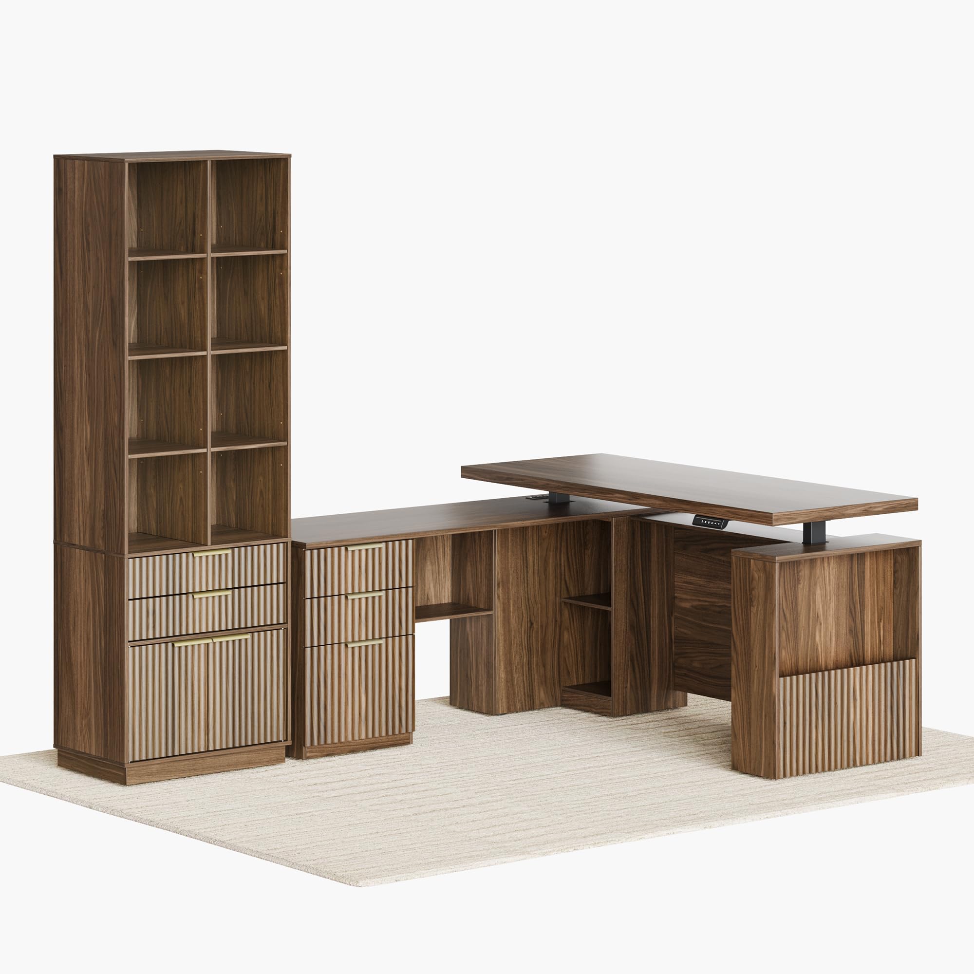 【Walnut】& MEISTER SHEET HI-BACK SET Amazon.com: Perledesign Home Office Furniture Set, 63'' L Shaped