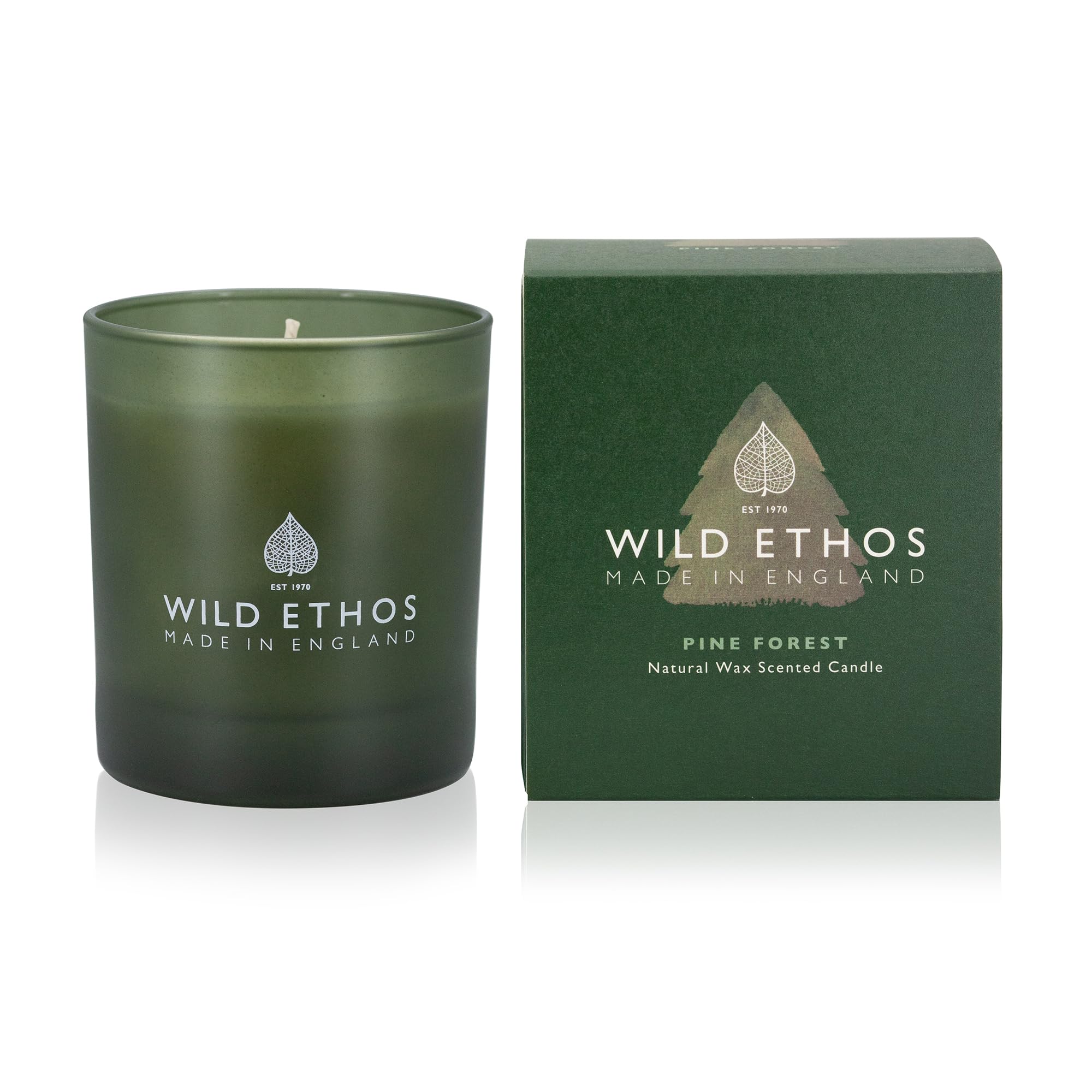 Wild Ethos Naturals Premium Scented Natural Wax Jar Candle - Pine Forest Scent - Hand-Poured in UK - Burn Time 50+ Hours - Natural Ingredients for Less Smoke & Slow Burn