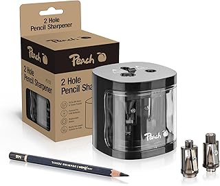 Peach elektrischer Anspitzer - Schwarz - Spitzer für dicke und dünne Stifte