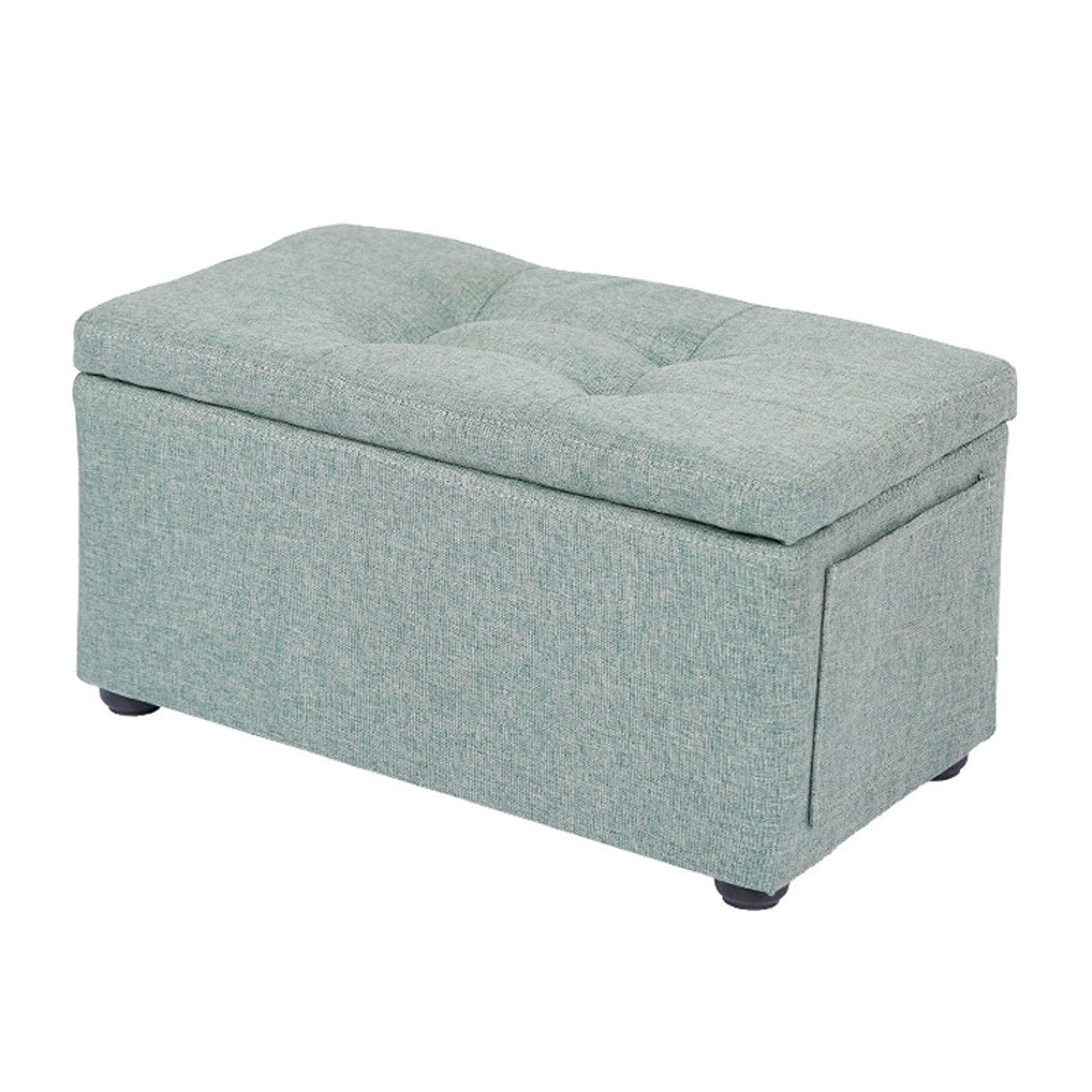 Ottoman boîte de rangement vert clair : repose-pieds gain de place