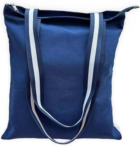 12OZ 100% Cotton Canvas Zipper Closure Lined Reusable Grocery Shopping Bag Beach Bag Daily Casual Multi Purpose Tote