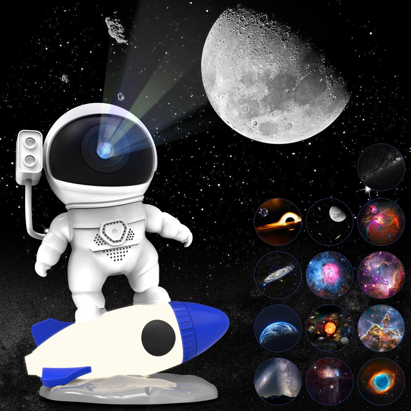 Star Projector - 13 in 1 Astronaut Galaxy Light with Solar System, Moon, Nebular Spaceman Night Lamp and 13 Film Discs
