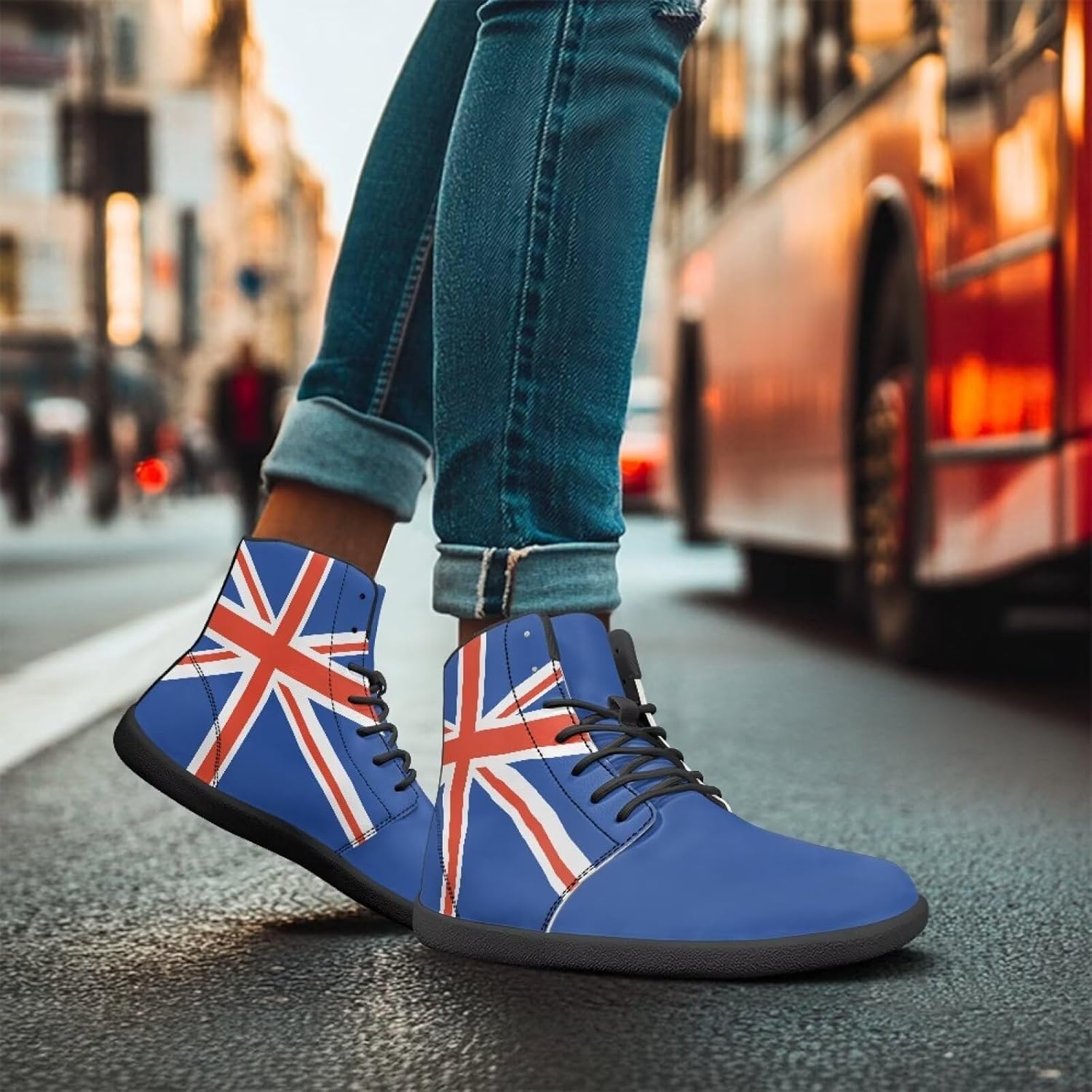 Women Men Running Shoes High Top Barefoot Sneakers Leather